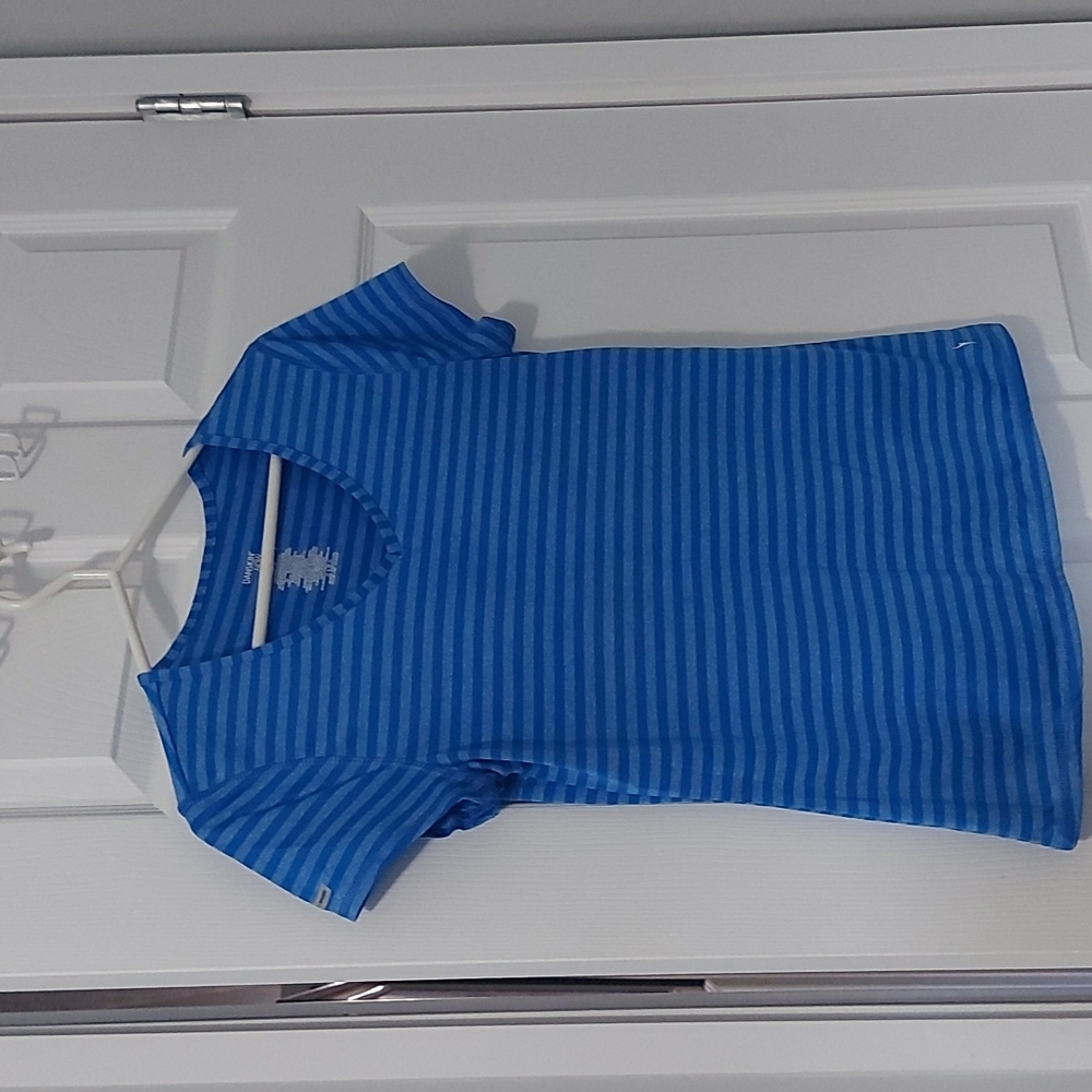 Danskin Now blue striped top, semi fitted
